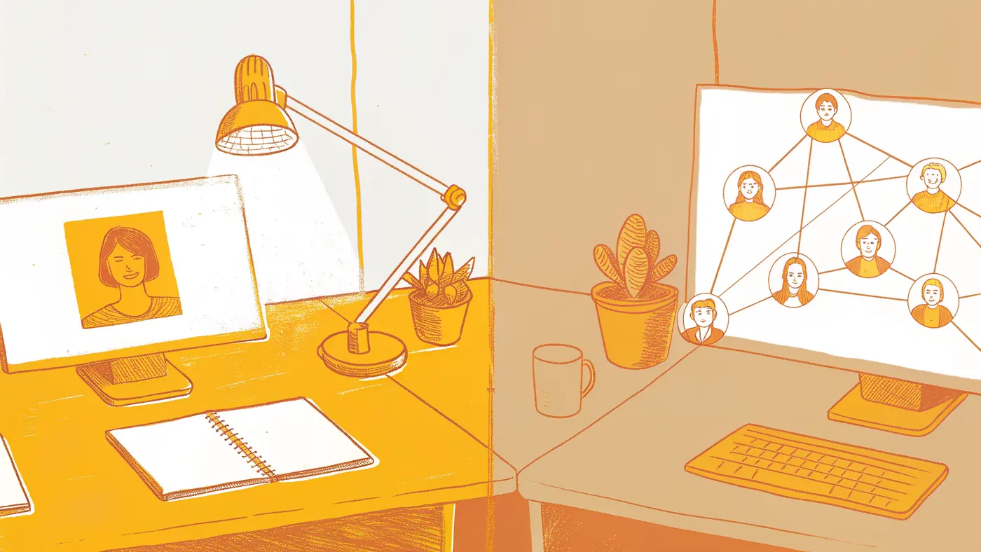 narrow single-task ROI spreadsheet versus a multi-agent workflow network on a COO's desk