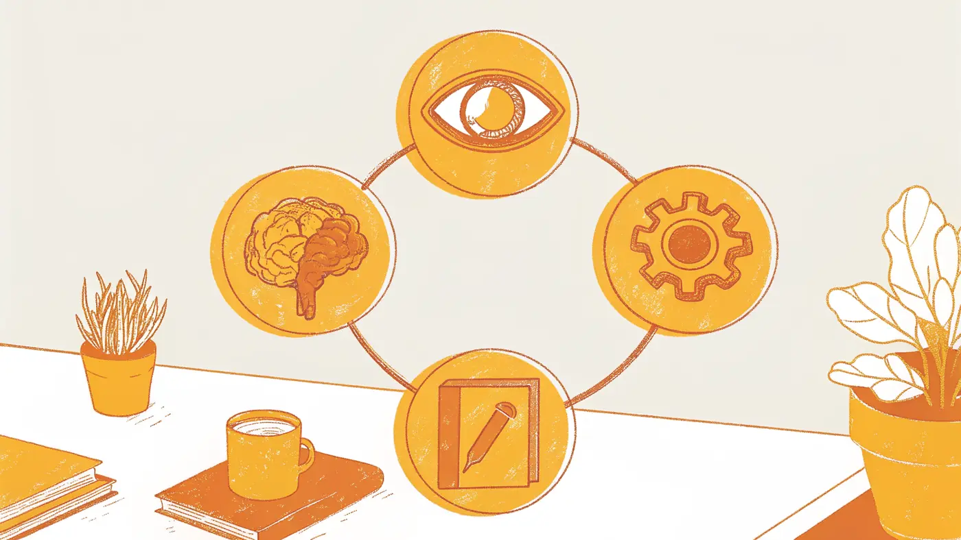 AI agent architecture diagram showing LLM brain core connected to perception, memory, and tool-use layers