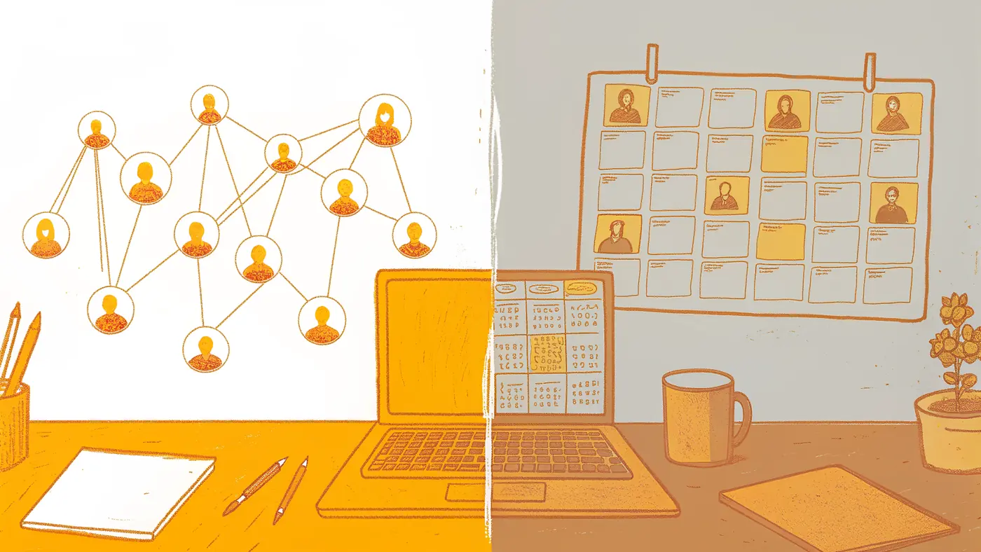 AI agents connected by protocol lines, separated by a gap from real ops tools