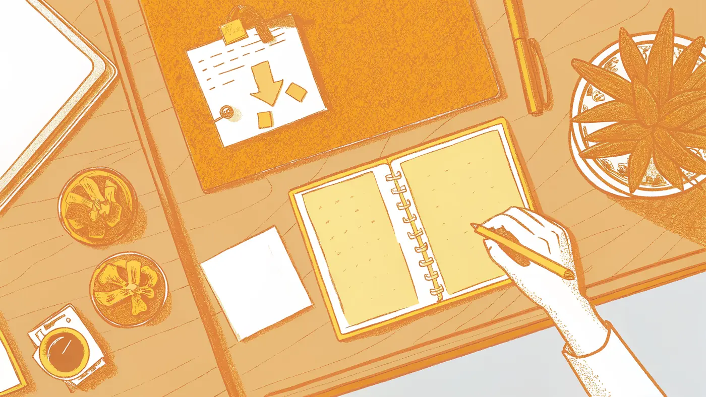 Five-step desk vignette sequence for building a production-ready AI agent