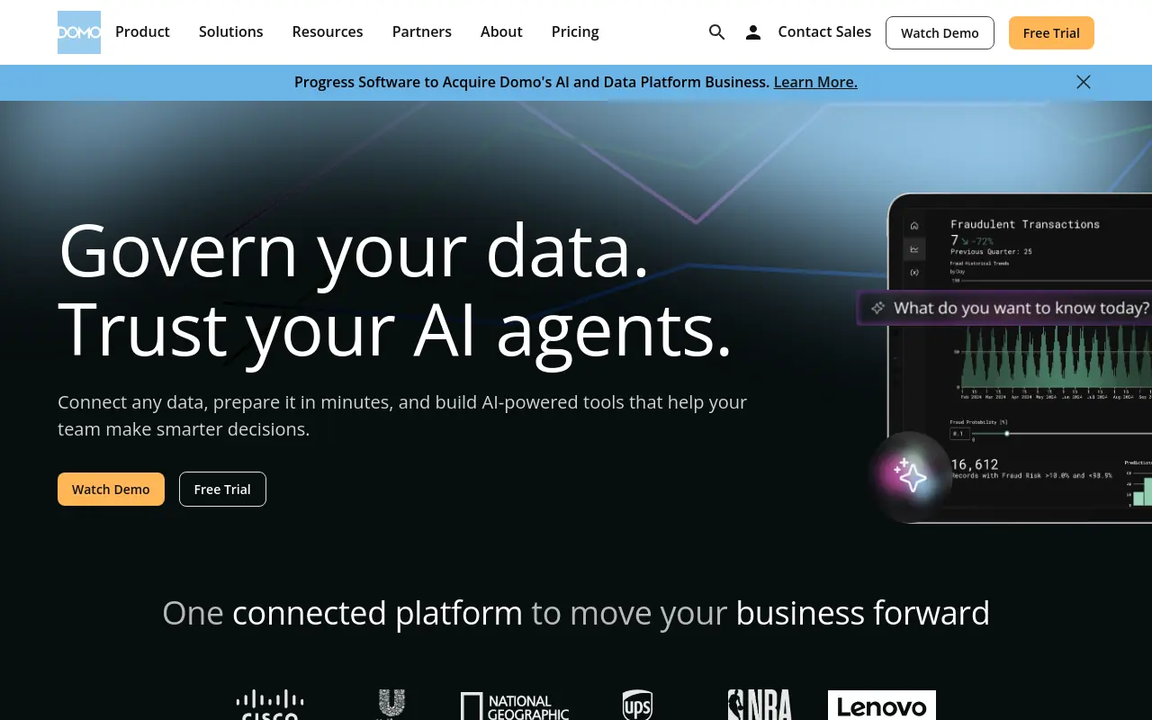 Best Agentic AI Platforms - domo data driven agent