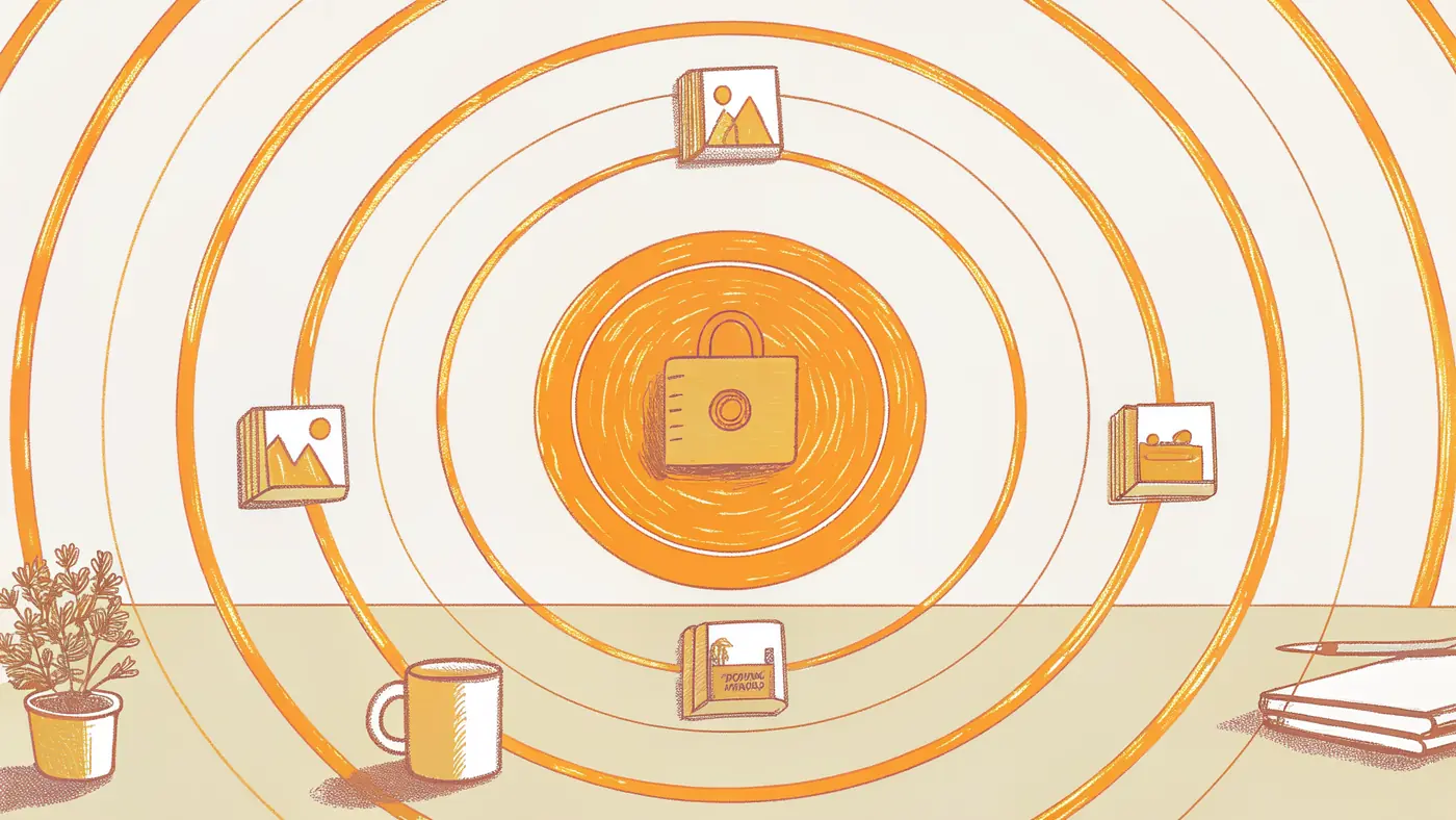 Concentric security rings intersecting every AI agent infrastructure layer, from browser to vault