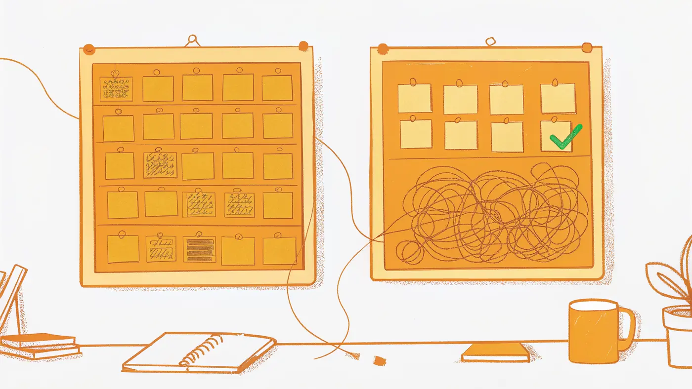 Two timeline blocks on a desk contrasting weeks of engineering setup versus rapid AI teammate activation