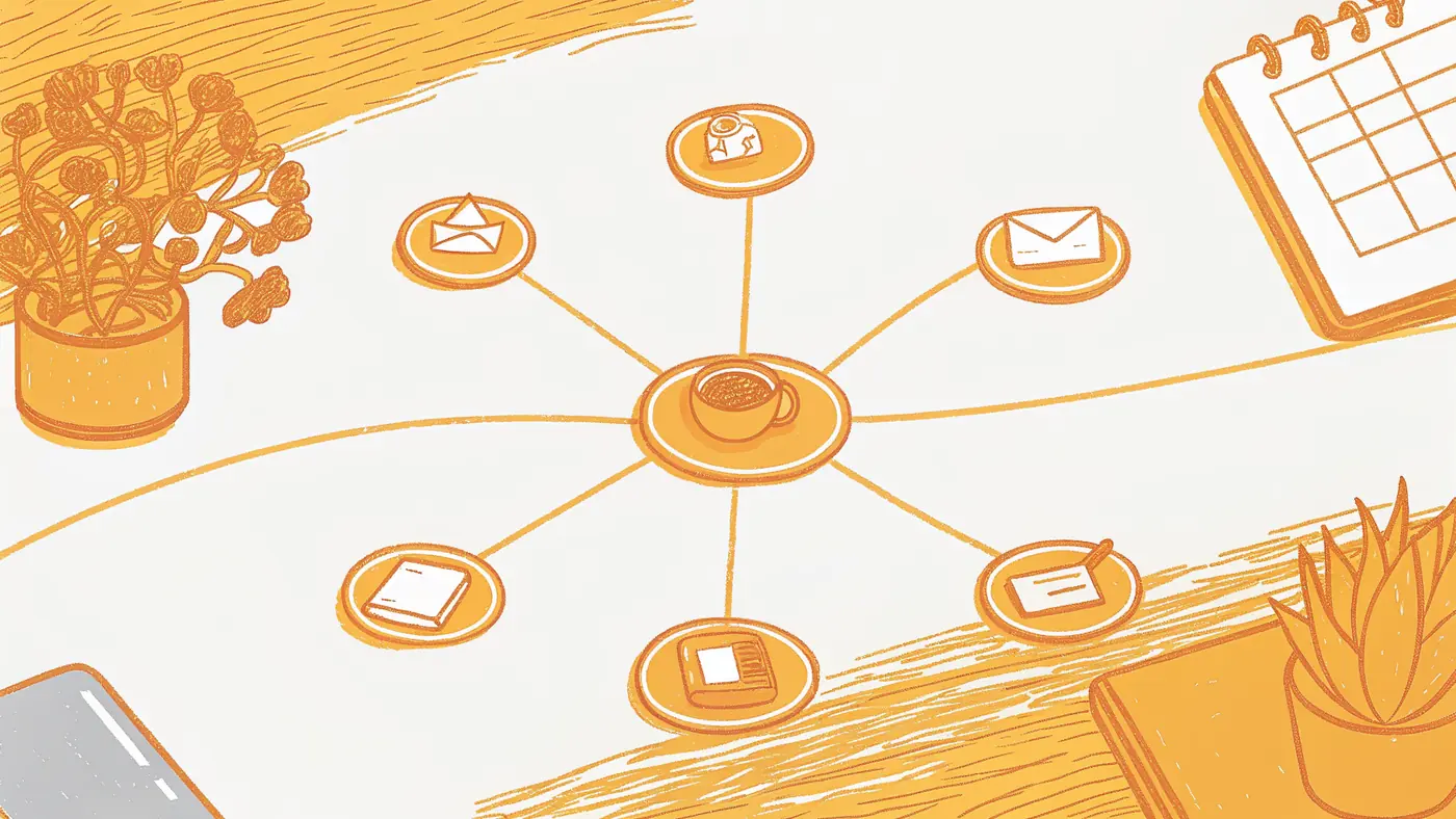 AI agents coordinating across CRM, email, calendar, and chat tools from a central hub