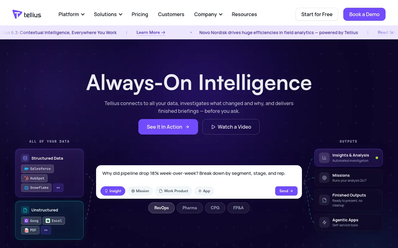 AI Agent Platform Comparison - tellius best enterprise analytics