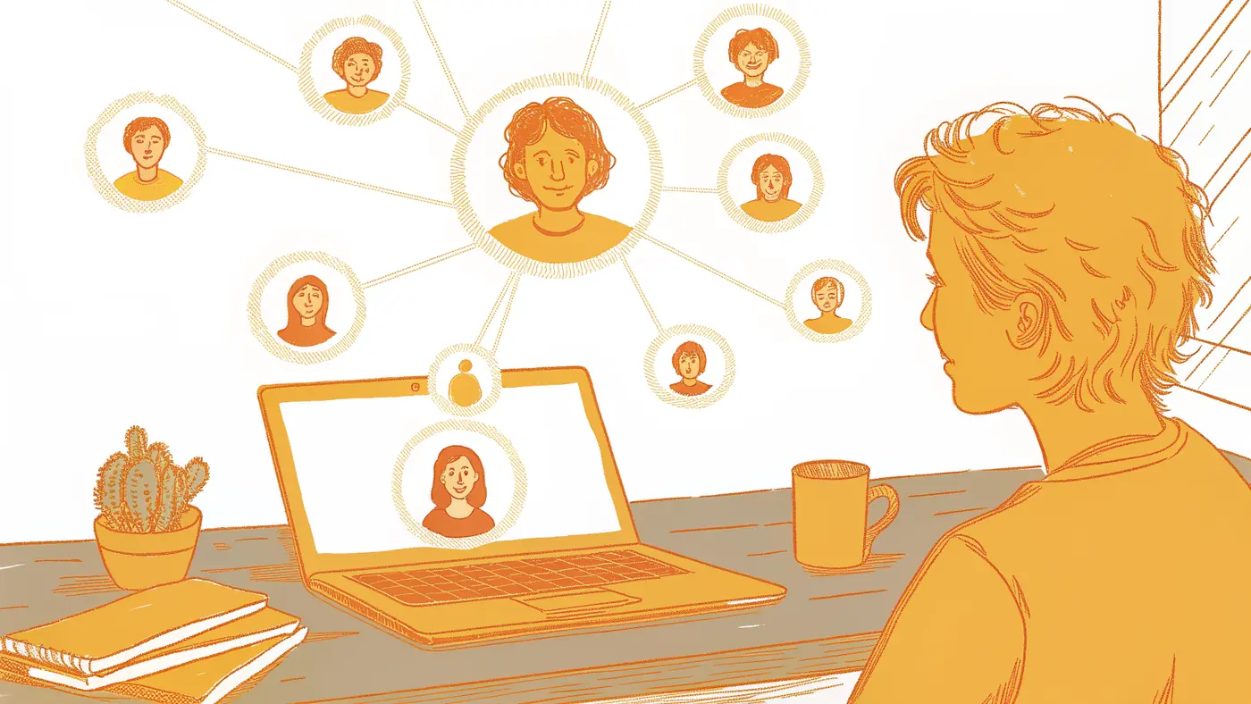 Marketing leader overseeing autonomous AI agent teammates coordinating work on her laptop screen