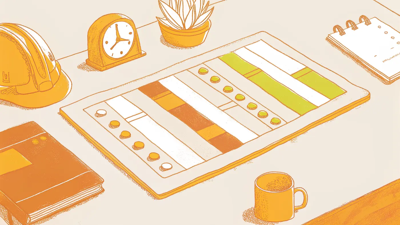 comparison scorecard with colored cost-burden ratings, calculator, and tool icons on a desk